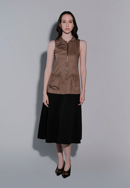 Holiday 2025 Jhanna Sleeveless Dress  (Khaki Black)