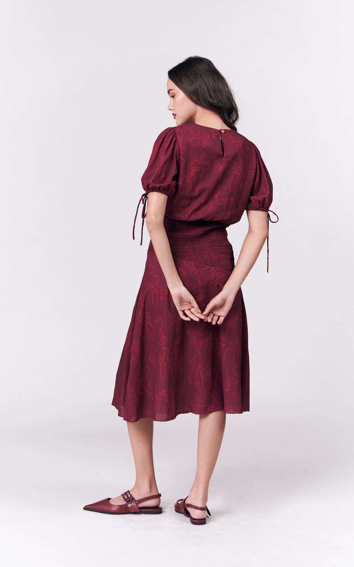 Merlot Short Sleeve Dress (Burgundy)