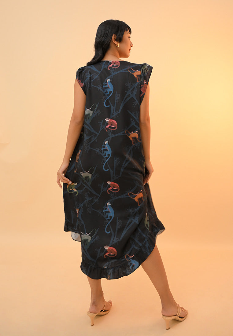 Monkey Short Sleeve Dress - Summer Dresses (Multi)