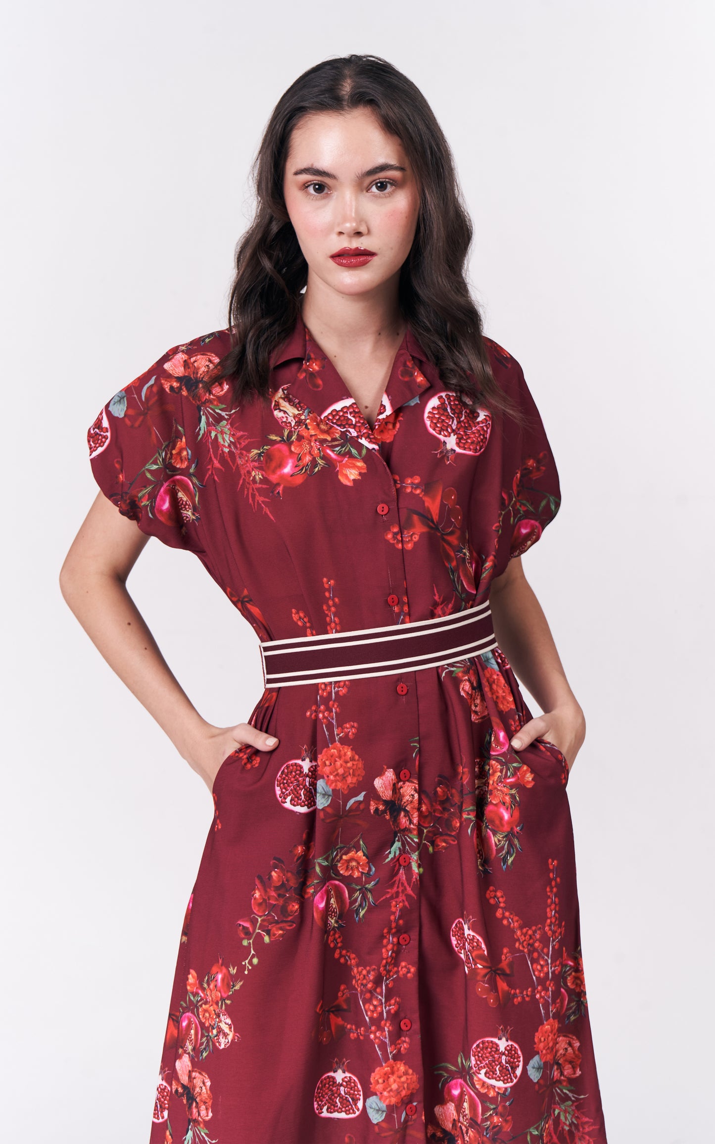 Mulberry Short Sleeve Dress (Burgundy)