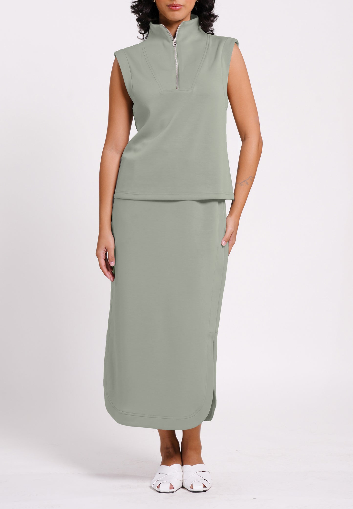 Raf Neat Sleeveless Top (Sage)