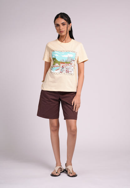 Summer Tees 2026 Perlah Short Sleeve Shirts Top (Cream)