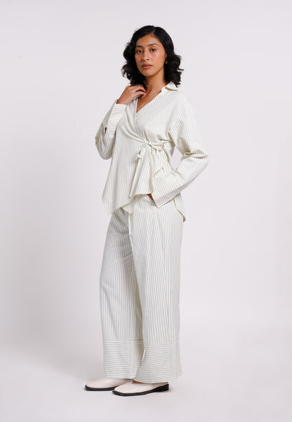 Archetype Summer Essentials Quanna Long Sleeve Top (Striped Green)