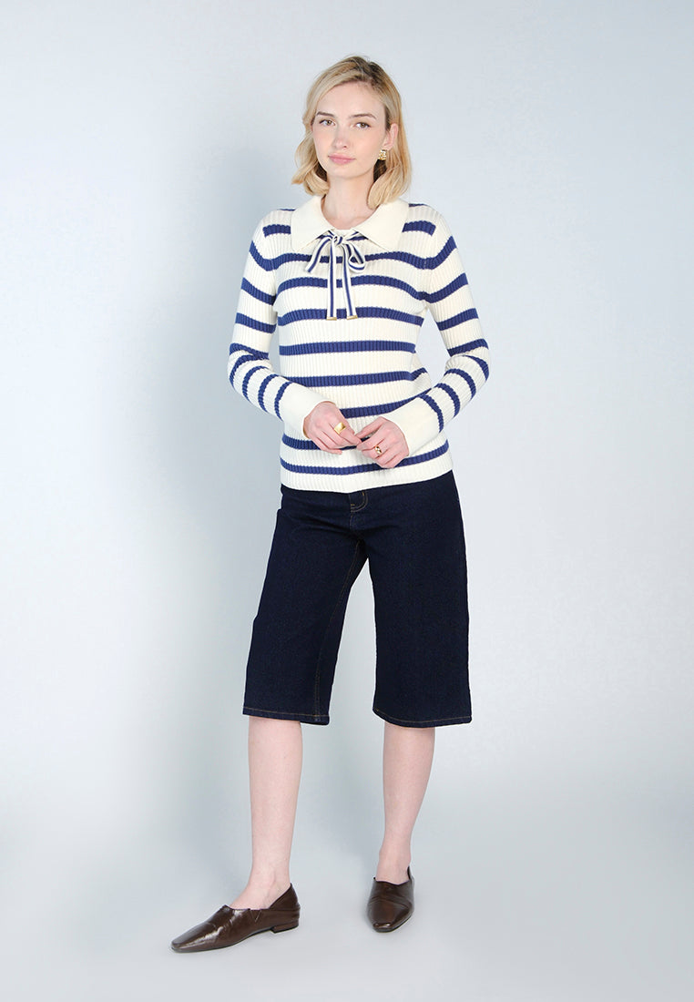 Raf Dara Long Sleeve Top (White/Navy)