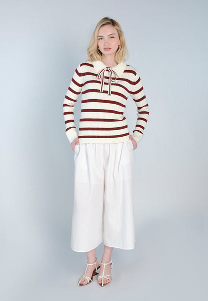 Raf Dara Long Sleeve Top (White/Rust)