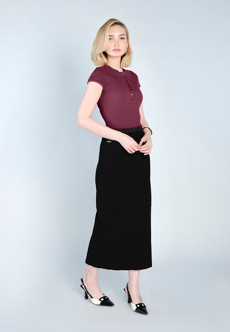 Raf Floyd Short Sleeve Bodysuit Top (Bordo)