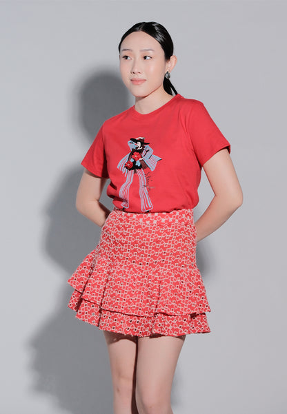Holiday Tees 2025 Sleigh Short Sleeve Shirt Top (Red)