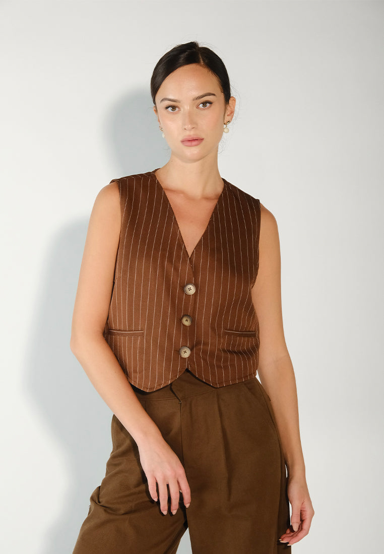 Sari- Sari Tagum Sleeveless Reversible Vest Top (Brown)