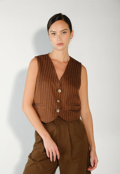 Sari- Sari Tagum Sleeveless Reversible Vest Top (Brown)