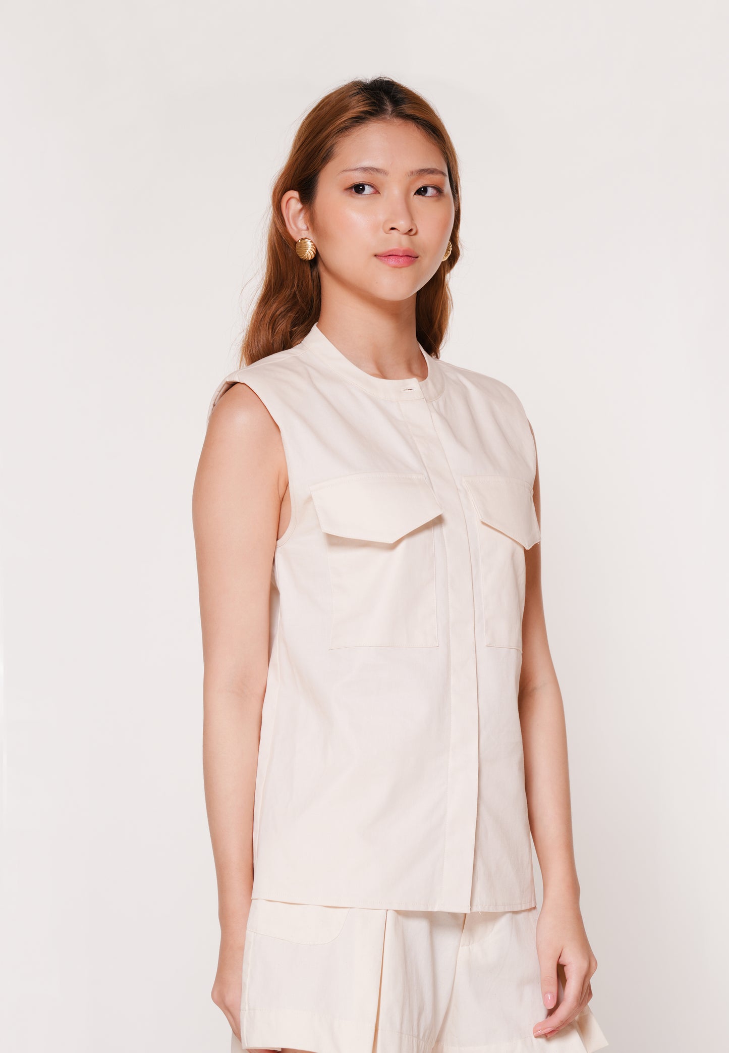 Archie Sleeveless Top (Cream)