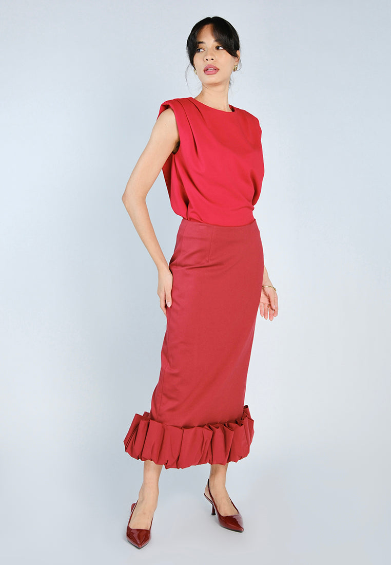 Mark Bumgarner X Vania Romoff For Plains & Prints Greta Skirt (Red)