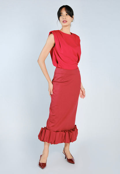 Mark Bumgarner X Vania Romoff For Plains & Prints Greta Skirt (Red)
