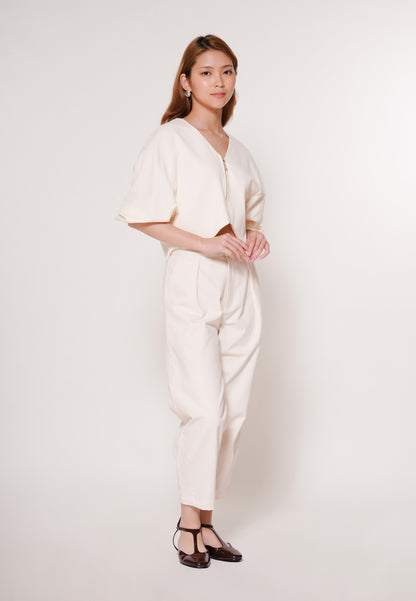 Aven Quarter Sleeve Top(Cream)