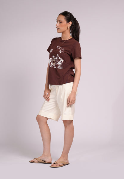 Summer Tees 2026 Bernila Short Sleeve Shirt Top(Brown)