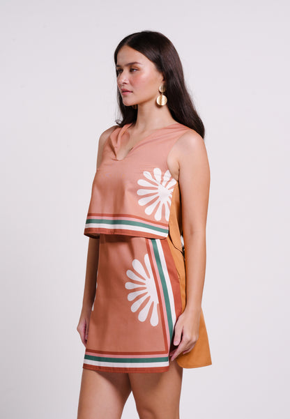 Brettle Sleeveless Dress (Spot Print Camel)
