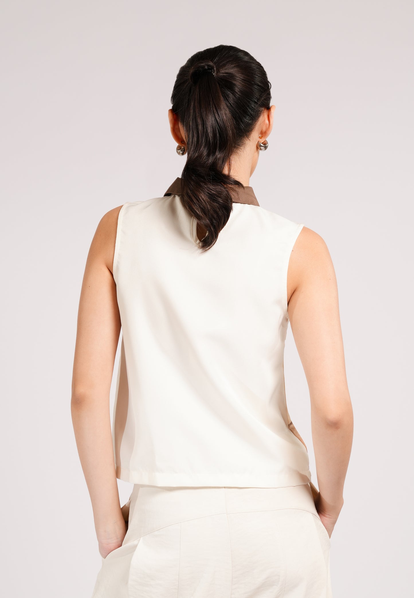 Colin Sleeveless Top (Spot Print Cream)