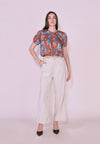 Camp Darya Short Sleeve Shirt Top (Printed Brown)