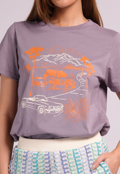 Summer Tees 2026 Divina Short Sleeve Shirt Top (Lavander)
