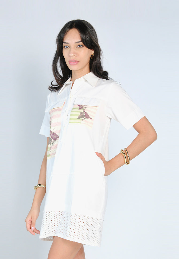 Nobleza Fabia Short Sleeve Dress (Off-white)