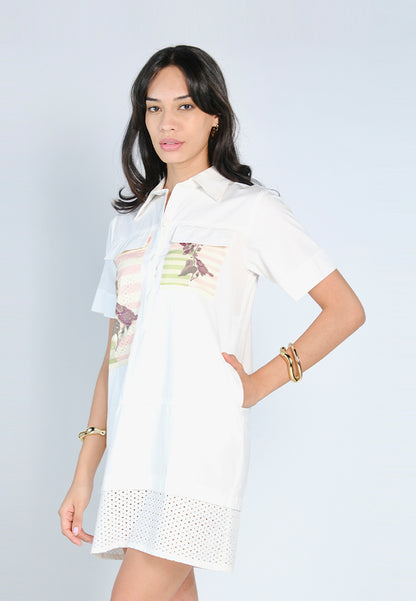 Nobleza Fabia Short Sleeve Dress (Off-white)