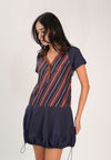 Fabrizia Short Sleeve Dress (Striped Navy)