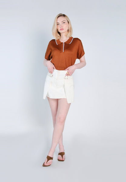 Nobleza Frazer Short Sleeve Top (Brown)