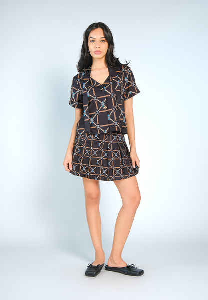 Nobleza Fremont Short Sleeve Top (Printed Black)
