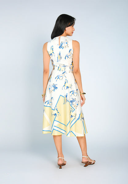 Nobleza Friesian Sleeveless Dress (Printed Cream)