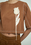 Gabriele Short Sleeve Top (Toffee)
