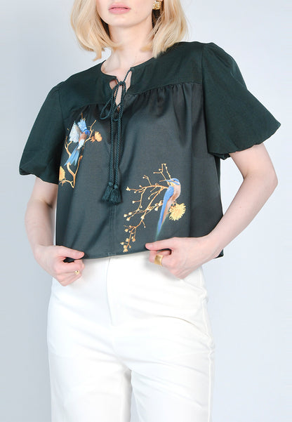 Nobleza Galen Short Sleeve Top (D.Green)