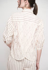 Gambry Quarter Sleeve Top (Striped Cream)