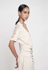 Ganish Short Sleeve Top (Beige)