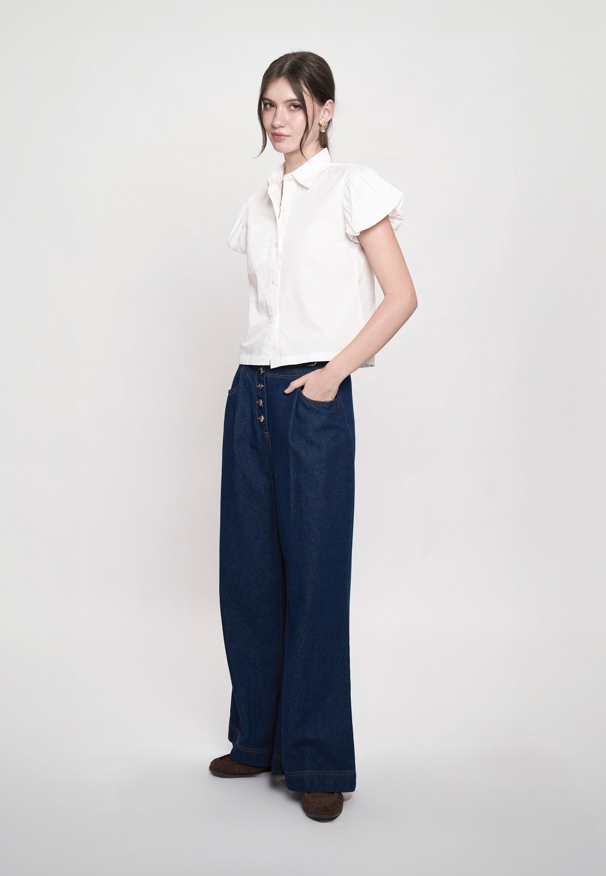 Gemma Shorts Sleeve Top (Offwhite)