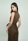 Giann Sleeveless Pantsuit W/ Scarf (Brown)