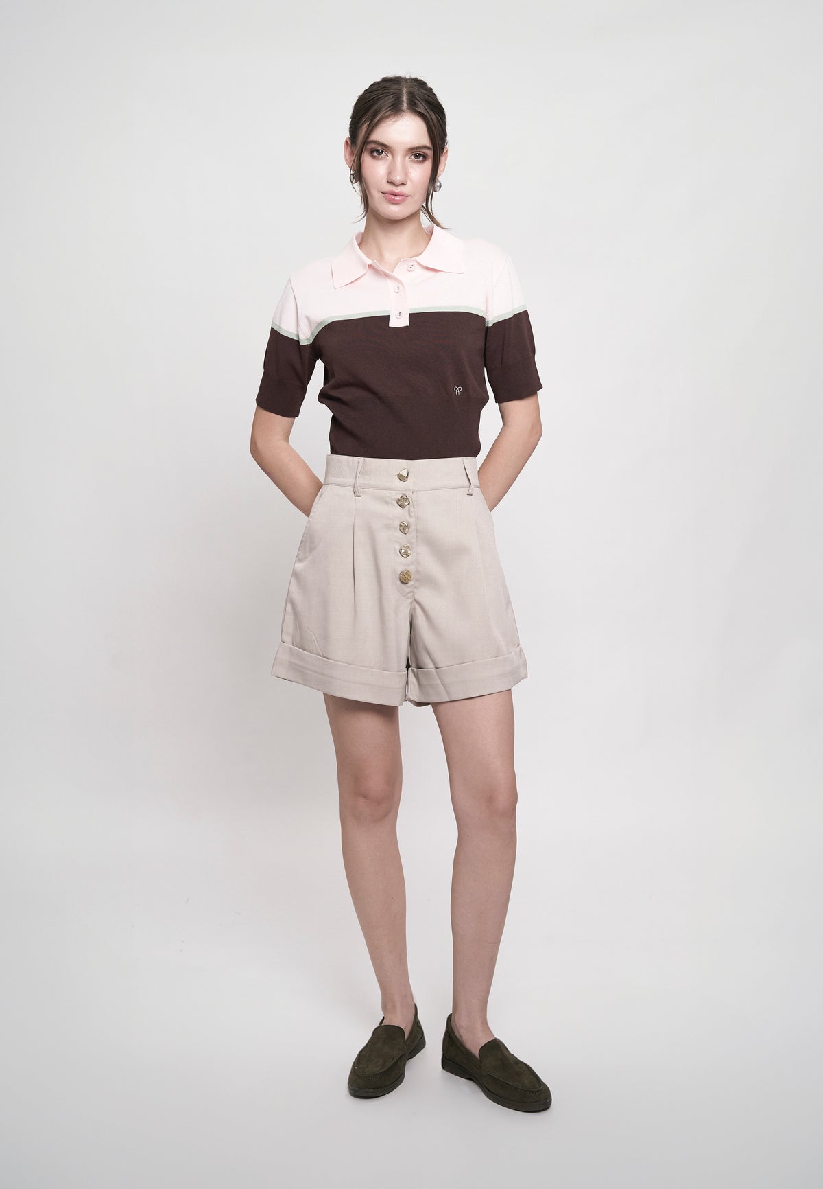 Giffy Short Sleeve Top (Pink/Brown)