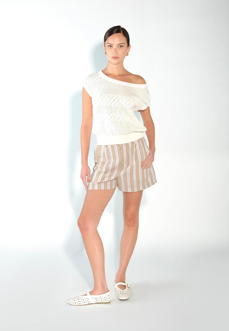 Sari-Sari Giliw Shorts  (Striped Brown)