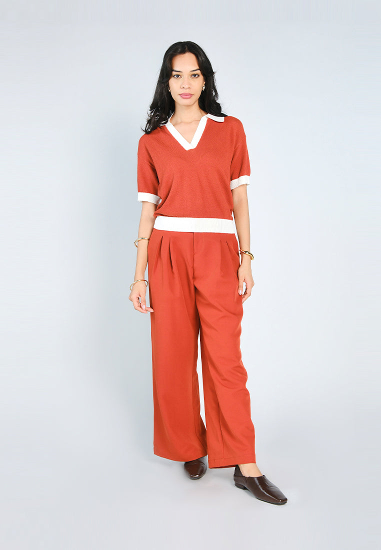 Nobleza Giordan Short Sleeve Top (Rust)