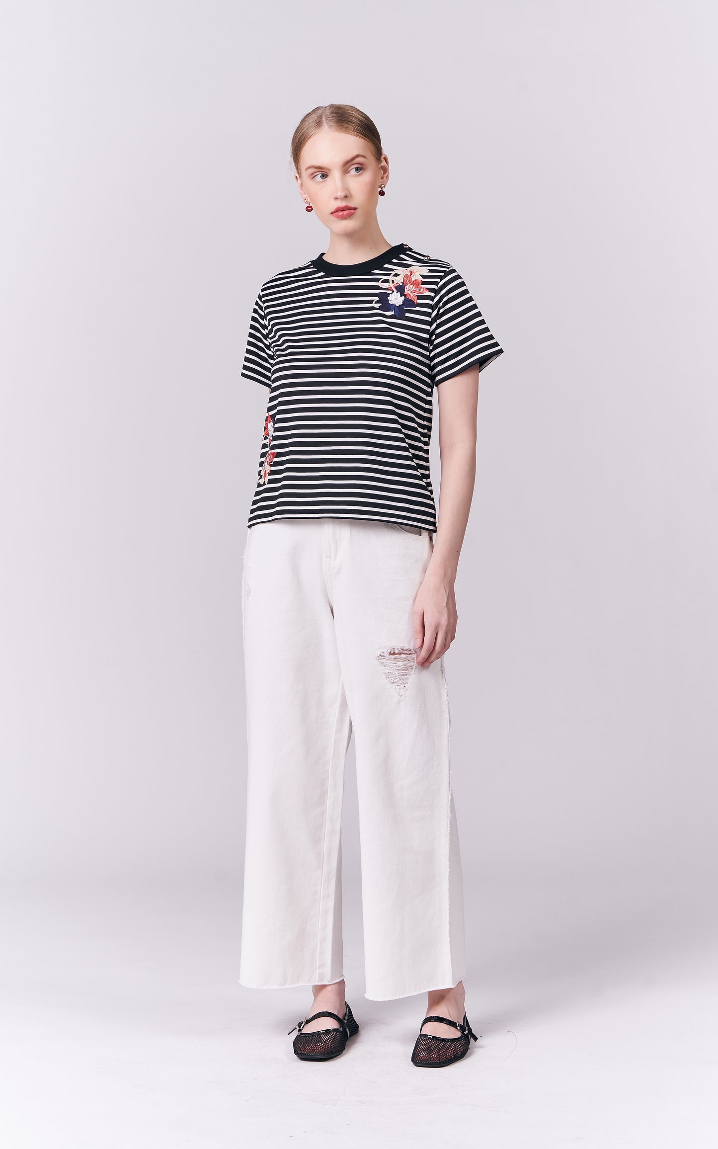 DNM Studios Hanvika Short Sleeve Top (Blk/Wht)