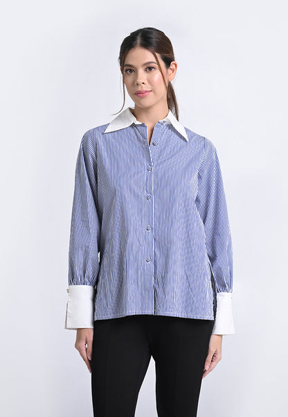 Archetype Travel Harkin Long Sleeve Top (Striped Blue)