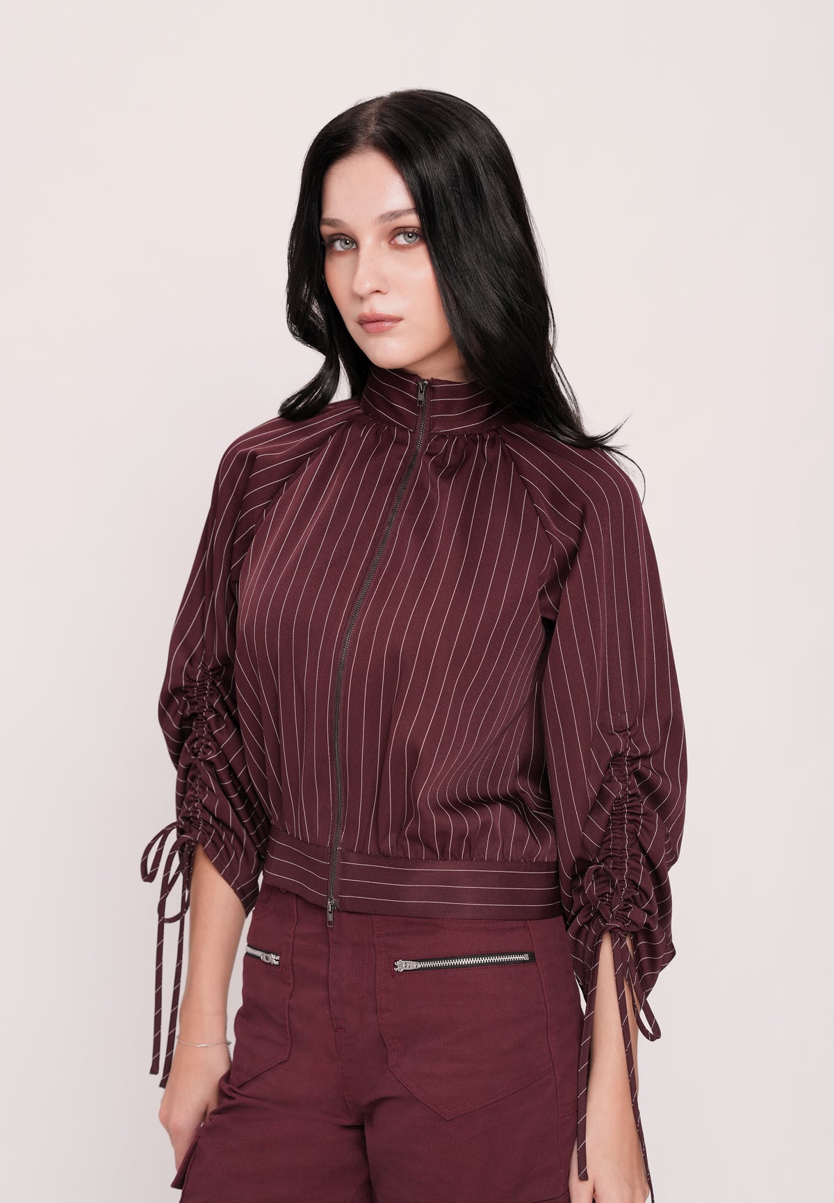 Huxlei Long Sleeve Top (Striped Plum)