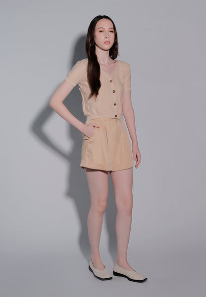 Holiday 2025 Icel Short Sleeve Top (Khaki)