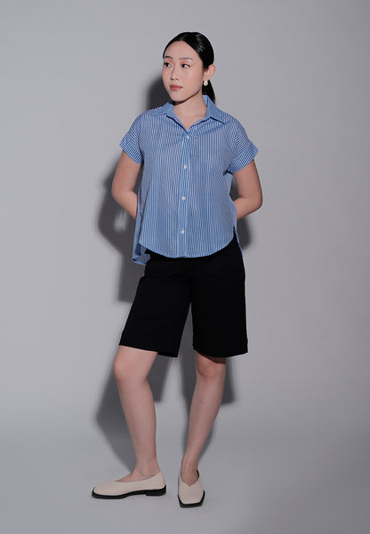 Holiday 2025 Iran Short Sleeve Top (Striped  Blue)