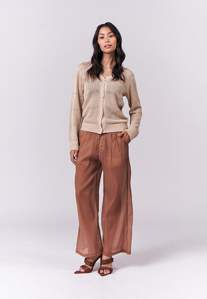 Irene Long Sleeve Jacket Top (Tan)