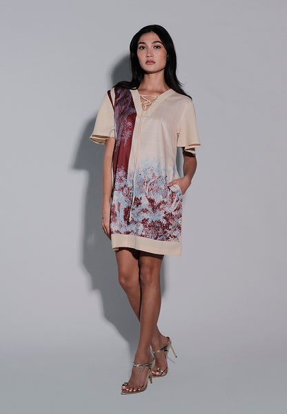 Islander Short Sleeve Dress (Printed Beige)