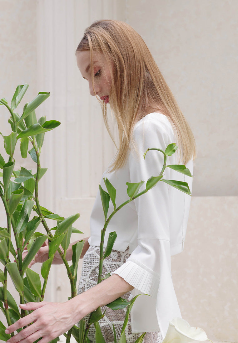 Plains & Prints X Michael Leyva Isabelle Quarter Sleeve Top (White)