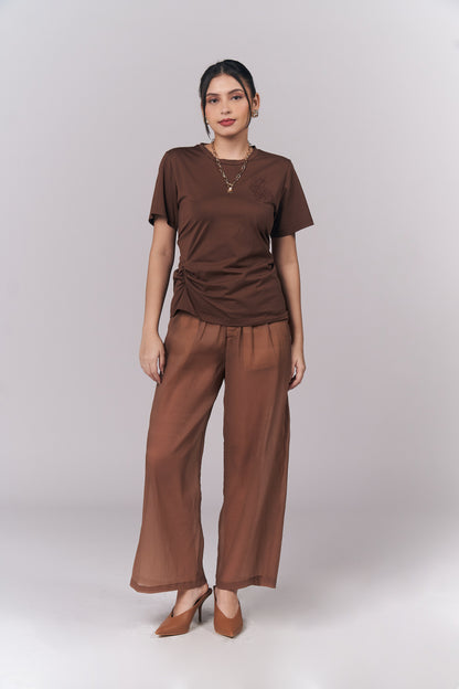 Jacey Short Sleeve Top (Brown)