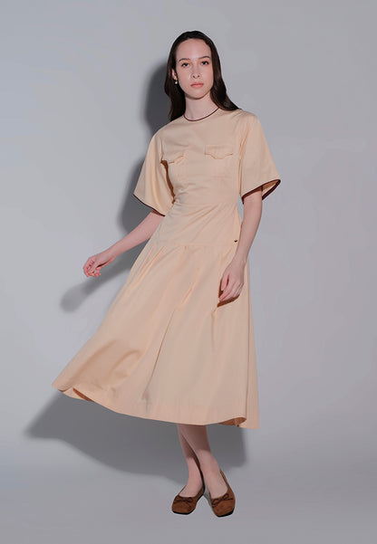 Holiday 2025 Jengga Short Sleeve Dress  (Beige)