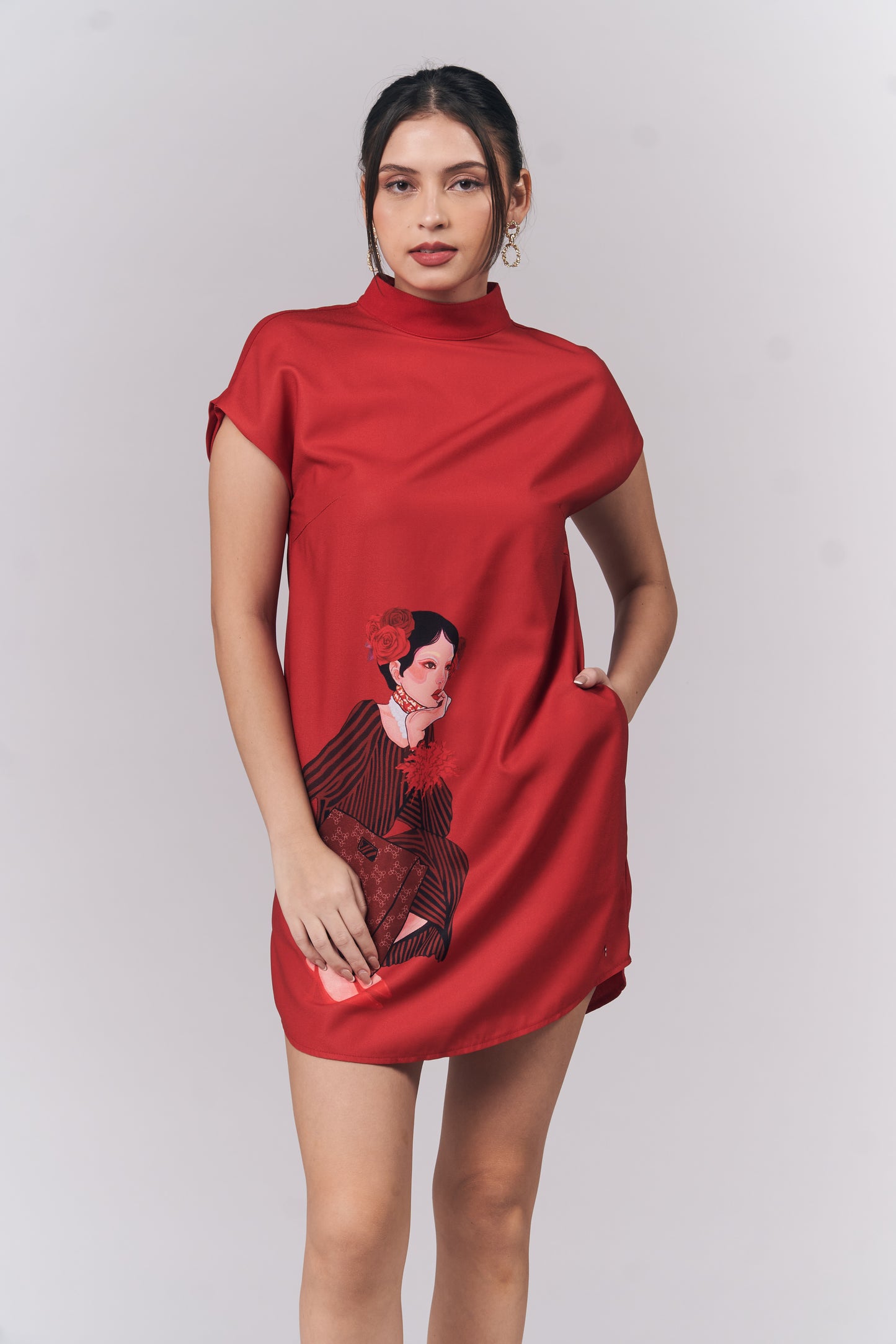 Joyous Short Sleeve Dress (Red)