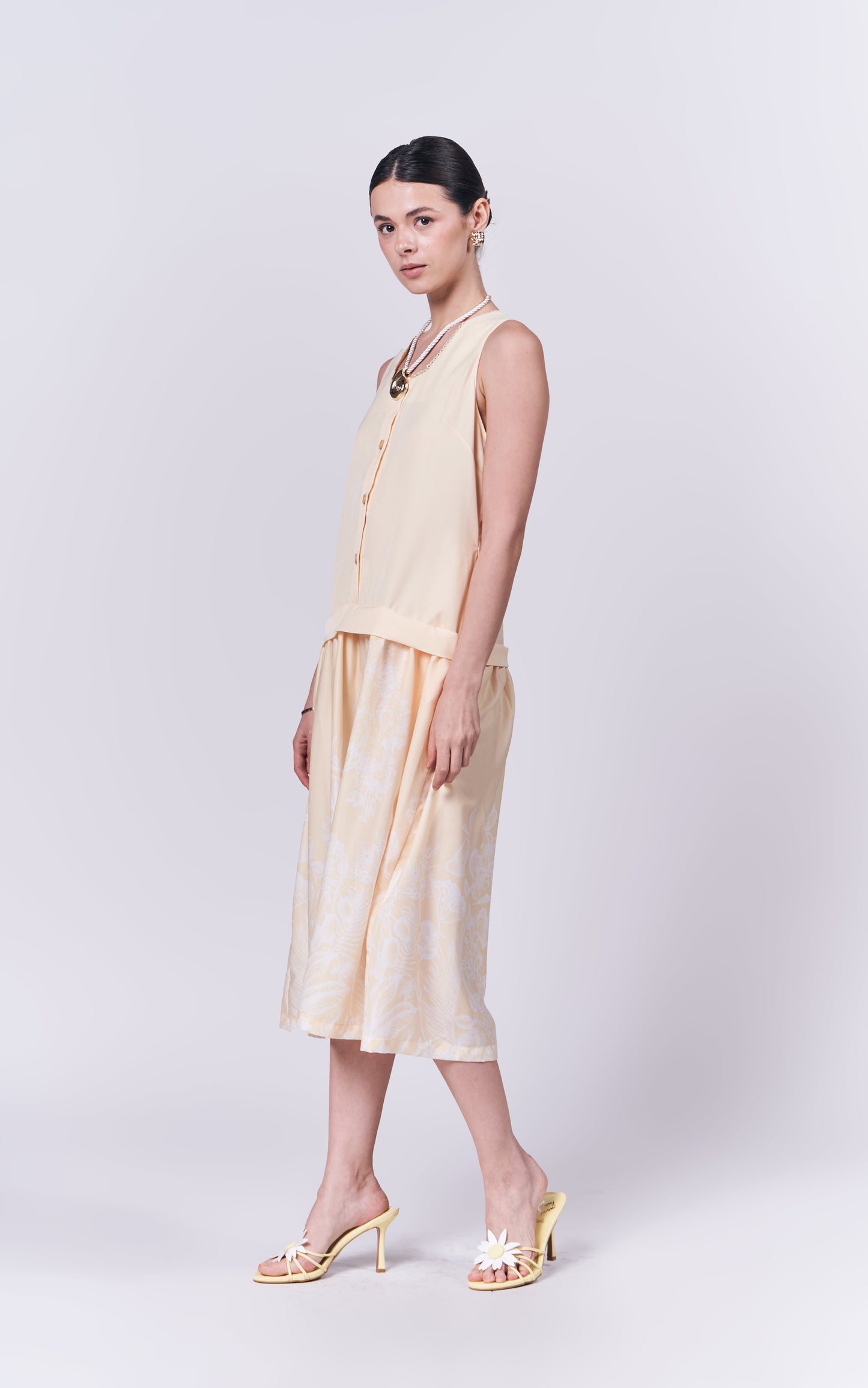 Summer Dresses 2025 Mango Sleeveless Dress (Yellow)