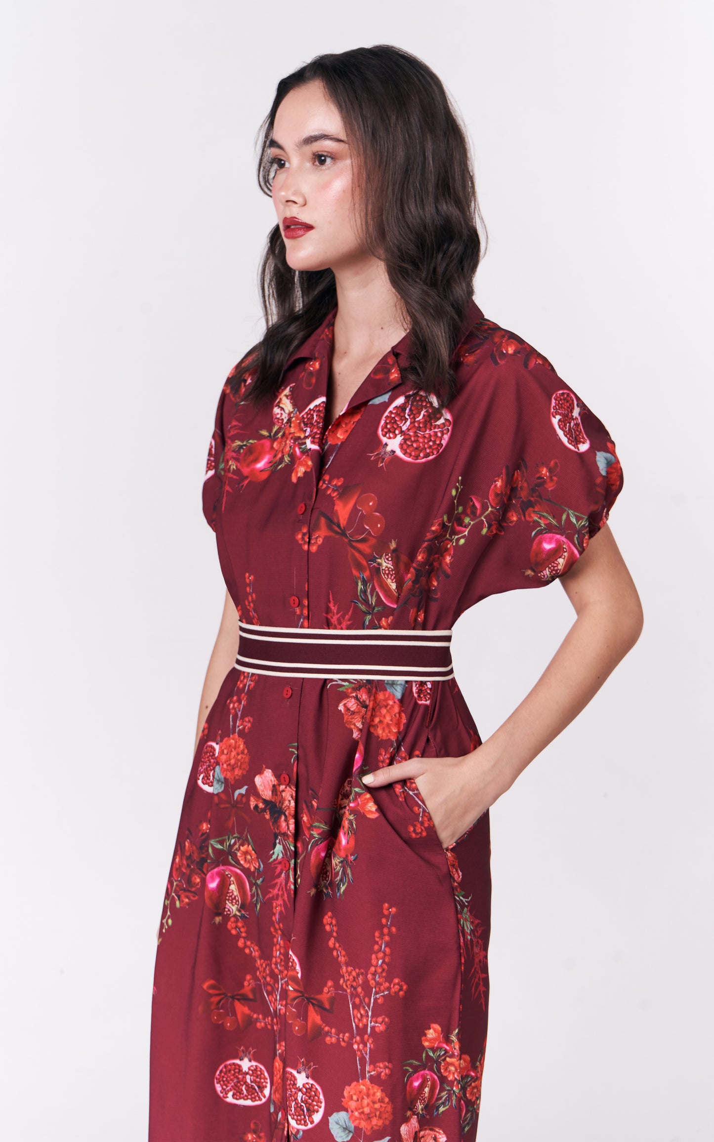 Holiday Dresses Mulberry Short Sleeve Dress (Burgundy)